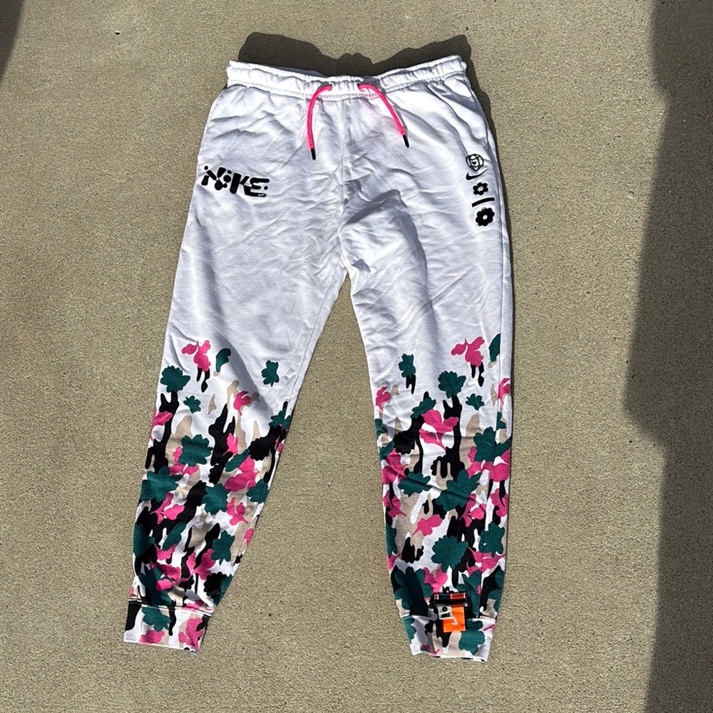 Nike Sweatpant Joggers White/Pink - Men's Size Large - Drawstring Pants